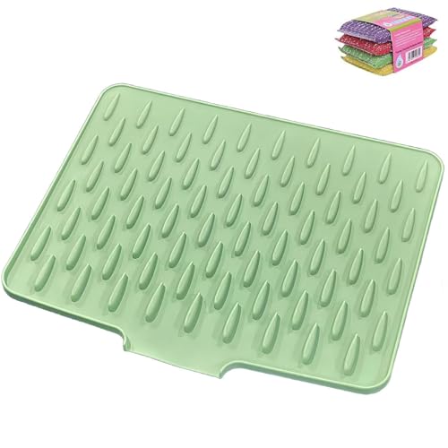 Wanishauber abtropfmatte, Auslaufsicherer Arbeitsplattenschutz Aus Silikon, Wiederverwendbare Hitzebeständige Und Rutschfeste, Schnell Selbstentleerend (Green, one size) von Clgorm