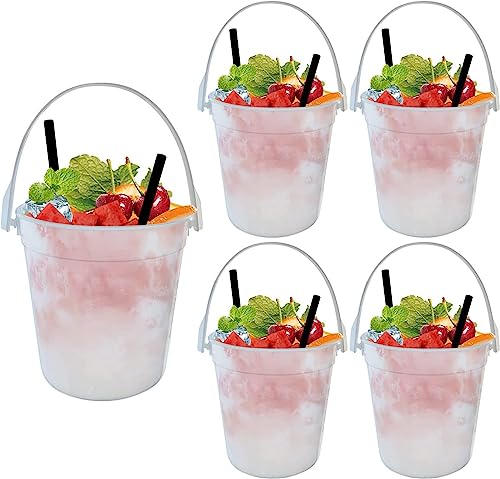5er-Pack Champagnereimer, Eiseimer für Partys Plastik wiederverwendbarer Cocktail Rum Eimer Getränk Weinbier Eimer 1l transparent Plastikeimer Große Fruchtgetränkebecher von Clicitina