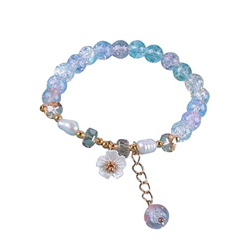 Clicitina Blumen-Perlen-Kristallarmband, Mehrfarbig, einfache und frische Armbänder, um Geschenke für Freundinnen und Freunde zu senden,NR509 von Clicitina