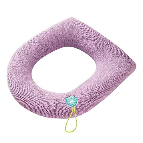 Clicitina Toilettensitzbezug für Badezimmer, weicher, wärmerer Toilettensitzkissenbezug, dehnbar, waschbar, bequemer Toilettenbezug QL782 (e-Purple, One Size) von Clicitina