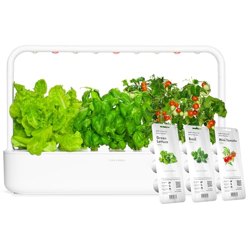 Click and Grow Indoor Garten, einfacher als Hydroponisches anzuchtsystem, Smart Garden mit LED, kräutergarten, Indoor gewächshaus mit 9 Plant pods dabei (weiß) von Click & Grow