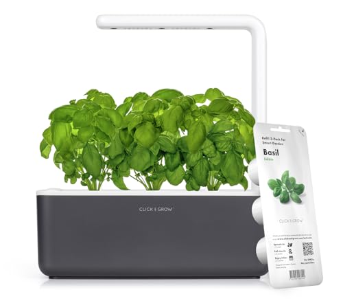 Click and Grow Growbox, Smart Garden, einfacher als Hydroponisches anzuchtsystem, Indoor Garten, kräutergarten, Indoor gewächshaus mit 3 Plant pods dabei, Dunkelgrau von Click & Grow