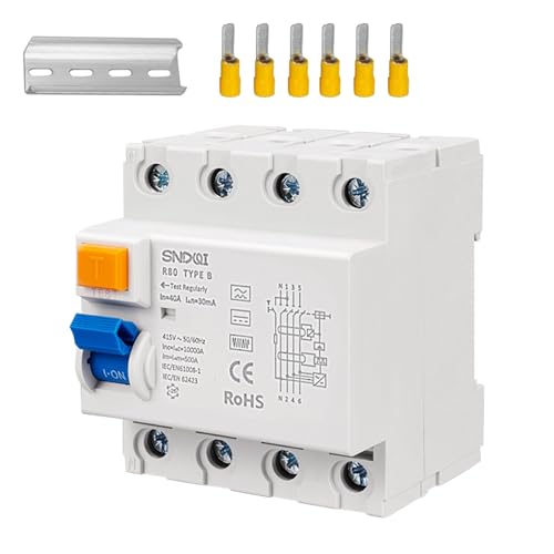 FI Schutzschalter 40A 30mA 4-polig, FI Schalter Type B RCD, 415V 50/60Hz, 10kA Schutz, Automatische Sicherung für elektrischen Schutz FI Schutzschalter 40A 30mA 4-polig, FI Schalter Type B RCD, 415V 50/60Hz, 10kA Schutz, Automatische Sicherung für elektrischen Schutz von Clickovia
