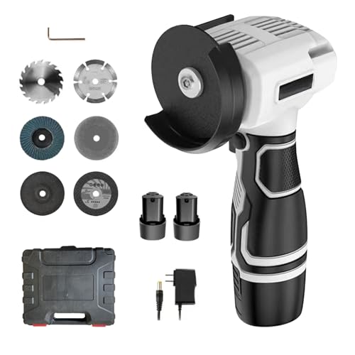 Mini Akku Winkelschleifer, 3 Zoll Mini Elektroschleifer mit 2×4500mAh Akkus, 9800 U/min, inkl. 6 Trennscheiben zum Schneiden, Schleifen & Polieren von Clickovia
