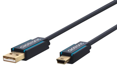 Clicktronic High Speed USB 2.0 A auf USB 2.0 Mini-B Kabel / Ladekabel USB A Stecker auf Mini USB-B Stecker / Datenübertragungsrate bis zu 480Mbit/s / für Smartphones, Kameras oder MP3-Player, 1,8m von Clicktronic