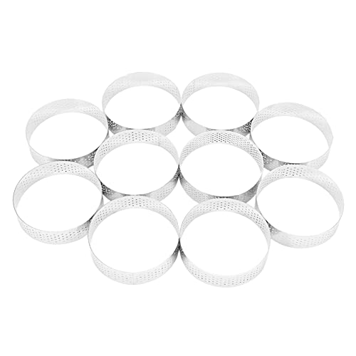 Cliettilw 10 StüCk Runder Edelstahl-Tortenring Tower Pie Kuchenform Backwerkzeuge Perforierter Kuchen Mousse Ring, 8 cm von Cliettilw