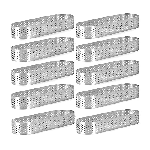 Cliettilw 10Er Pack Ovaler Torten Ring,Perforierter Backen Ring,GebäCk Ring,Rostfreier Kuchen TöRtchen Form Ringe,Backen TöRtchen Ring von Cliettilw