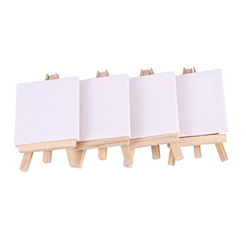 Cliettilw 24 Satz KüNstler 5 Mini Staffelei + 3 X 3 Mini Leinwand Set Malerei DIY Zeichnung Kleinen Tisch Staffelei Geschenk von Cliettilw