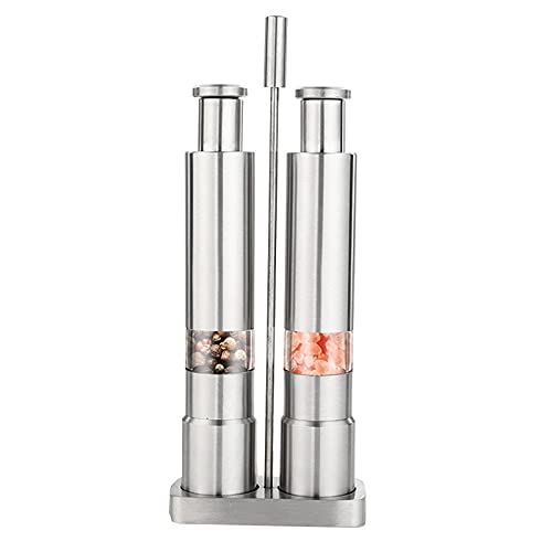 Cliettilw 2er Set Manuelle Salz und Pfeffer Set Thumb Pfeffer Rostfreier GewüRz Saucen MüHlen mit Metall Halter pfeffermühle batteriebetrieben Salzmühlen von Cliettilw