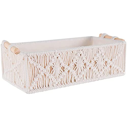 Cliettilw Boho Aufbewahrung Korb Dekor Box Handgefertigte Gewebte Dekorative Arbeitsplatte Organizer Makramee KöRbe für Schlafzimmer und Wohnzimmer von Cliettilw
