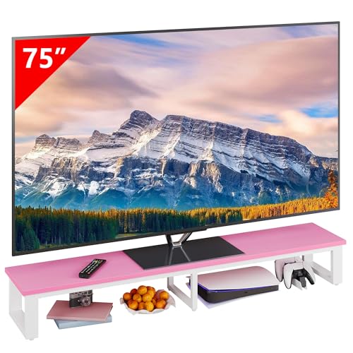 Clikuutory 149,9 cm große TV-Erhöhung für 32-75 Zoll Fernseher, Tischständer mit Stahlbeinen, Stauraum und Doppelbildschirm-Schreibtischfunktion, ideal für Heimbüro, Schlafzimmer, Wohnzimmer, Rosa Clikuutory 149,9 cm große TV-Erhöhung für 32-75 Zoll Fernseher, Tischständer mit Stahlbeinen, Stauraum und Doppelbildschirm-Schreibtischfunktion, ideal für Heimbüro, Schlafzimmer, Wohnzimmer, Rosa von Clikuutory