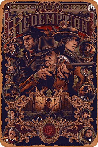 Red Dead Redemption Game Poster Vintage-Stil Metallschild Spiel Blechschild 20,3 x 30,5 cm von Clilsiatm