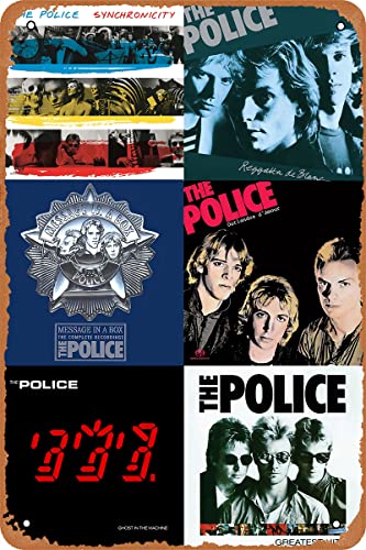 The Police Band Poster Vintage Metall Blechschild Geschenk Zuhause Schlafzimmer Bar Retro Cafe Dekor 20,3 x 30,5 cm von Clilsiatm