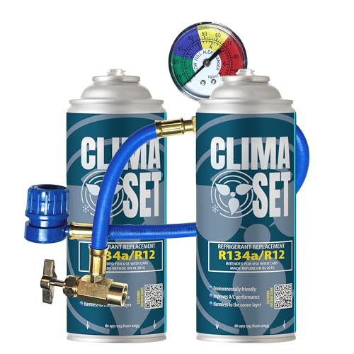 ClimaSet R134a kältemittel Ersatzgas - Kühlmittel Klima Auto - Gasflasche 2x170 g Auto Klimaanlage Nachfüllset - Wohnmobil - Klimaanlage schlauch - Manometer Klimaanlage - ECO von Clima Set