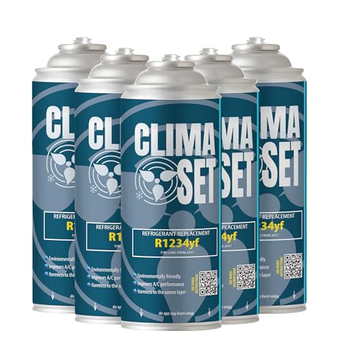 ClimaSet R1234yf Kältemittel Ersatzgas - Kühlmittel Klima Auto - Gasflasche 5x170 g - Auto Klimaanlage Nachfüllset - Klimaanlage Wohnmobil - ECO - Klimaanlage Refill Dose von Clima Set