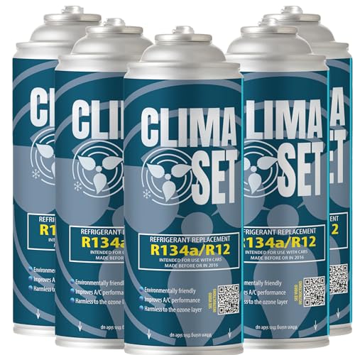 ClimaSet R134a kältemittel Ersatzgas - Kühlmittel Klima Auto - Gasflasche 5x170 g - Auto Klimaanlage Nachfüllset - Klimaanlage Wohnmobil - ECO - Klimaanlage Refill Dose von Clima Set