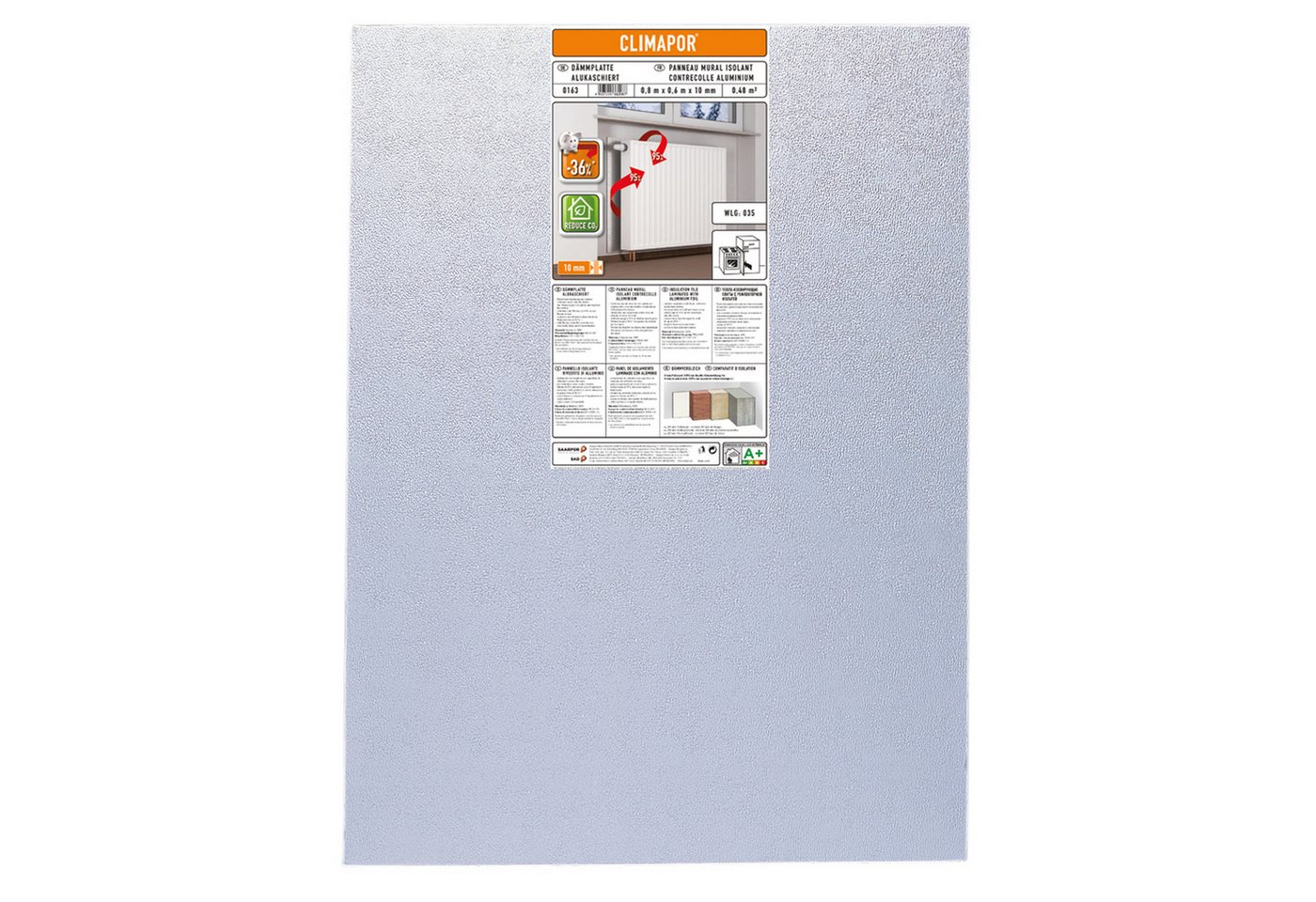 Climapor Styroporplatte Climapor Dämmplatte alukaschiert Hitze-Kälte-Stopp 0,8 x 0,6 m x 10 mm Climapor Styroporplatte Climapor Dämmplatte alukaschiert Hitze-Kälte-Stopp 0,8 x 0,6 m x 10 mm von Climapor