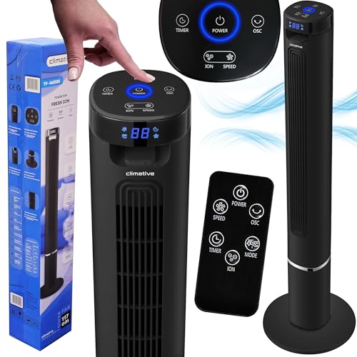 Climative Fresh ION Turmventilator Tower Fan 117 cm leiser Ventilator mit Fernbedienung 50W 3 Geschwindigkeiten Timer 12h Ionisierung Luftkühler Standventilator groß XXL Schwarz Climative Fresh ION Turmventilator Tower Fan 117 cm leiser Ventilator mit Fernbedienung 50W 3 Geschwindigkeiten Timer 12h Ionisierung Luftkühler Standventilator groß XXL Schwarz von Climative