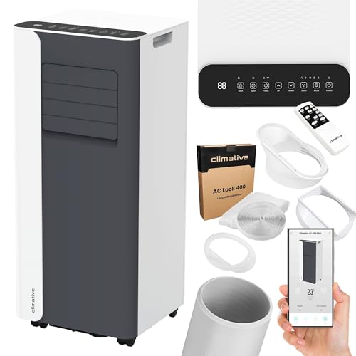 Climative Mobile Klimaanlage 9000 BTU WiFi Tuya Smart Klimaanlage Mobil mit Abluftschlauch Mini 2,6 kW 3-in-1 Portable Air Conditioner 26 m² Fensterabdichtung von Climative