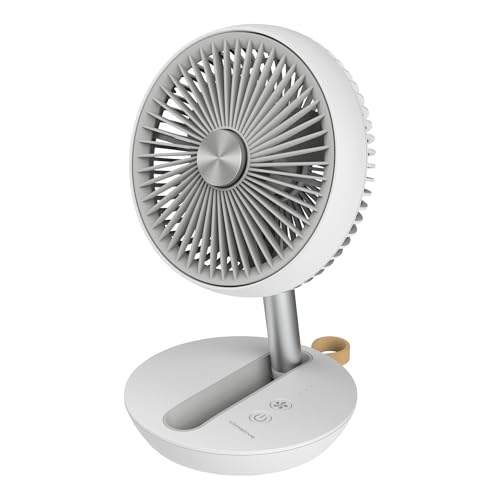 Climative Tischventilator Sehr Leise FlexiGo 400 m³/h ⌀19cm Kabellos 15h Akku USB C 4 Modi Tragbarer Faltbar Ventilator für Camping & Büro, Desk Table Fan, Weiß von Climative