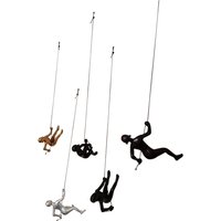 The Cambing Men - Kletterer - Hängende Wandkunst = 3D Kunst - Illusion Wohnkultur Akzente - 5 Stück Set - Schokolade/Schwarz - Gold - Silber von Climbingmanwallart
