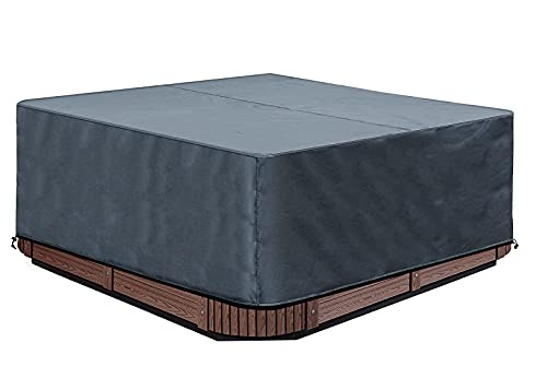 Hohe Qualität Abdeckung Whirlpools, 220×220×85cm, Quadrat Allwetter Garten Whirlpool Abdeckun 600D Oxford, Protector-Spa Wasserdicht Staubdicht UV Schutz Winddicht Grau von Climecare