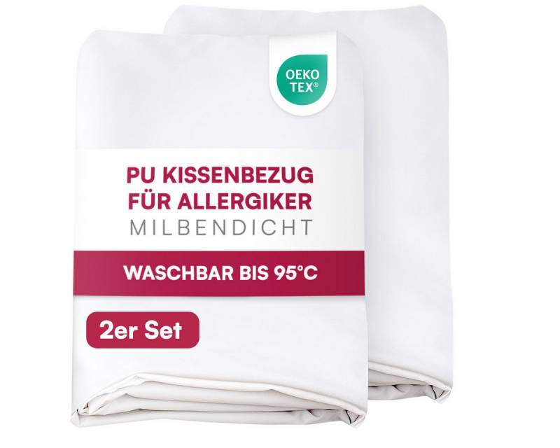 Clinotest Kissenbezug Wasser- und Milbendicht, (2 Stück), Kissenschoner hypoallergen & atmungsaktiv, PU-Bezug waschbar bei 90°C von Clinotest