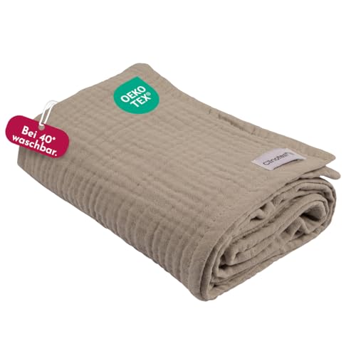 Clinotest Musselintücher Baby - 1Stk. 80x80cm - waschbare Mulltücher ohne Einlaufen - saugstarke Baby Spucktücher aus 100% Musselin-Baumwolle - weiches und atmungsaktives Pucktuch (beige) von Clinotest