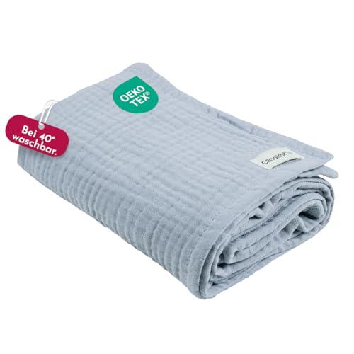 Clinotest Musselintücher Baby - 1Stk. 80x80cm - waschbare Mulltücher ohne Einlaufen - saugstarke Baby Spucktücher aus 100% Musselin-Baumwolle - weiches und atmungsaktives Pucktuch (hellblau) von Clinotest