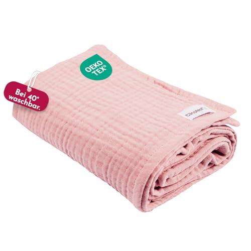 Clinotest Musselintücher Baby - 1Stk. 80x80cm - waschbare Mulltücher ohne Einlaufen - saugstarke Baby Spucktücher aus 100% Musselin-Baumwolle - weiches und atmungsaktives Pucktuch (pink) von Clinotest