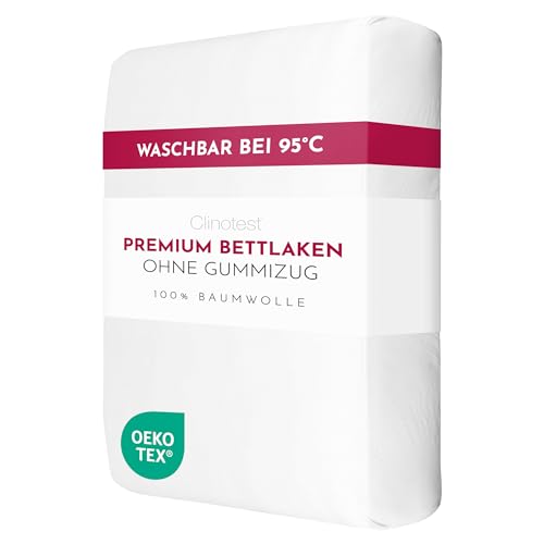 Clinotest Premium Bettlaken ohne Gummizug aus 100% Baumwolle 305x305 cm – Kochfestes Betttuch in Hotelqualität, nutzbar als Tischdecke, Fotohintergrund, Abdeckung & Decke - für Pflegeeinrichtungen von Clinotest