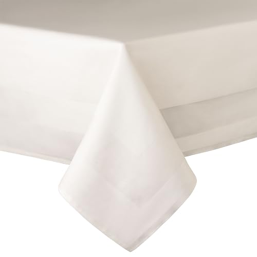 Clinotest Tischdecke 130x220 cm – Tischdecke rechteckig aus 100% Baumwolle mit Atlaskante – Oeko-Tex Zertifiziert, waschbar bis 95 °C – Tischwäsche weiß für Festliche Anlässe & Alltag - Silbergrau von Clinotest