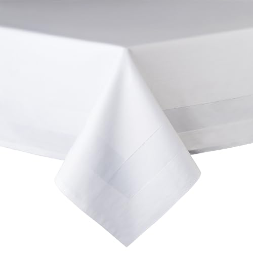 Clinotest Tischdecke130x130 cm – Tischdecke quadratisch aus 100% Baumwolle mit Atlaskante – Oeko-Tex Zertifiziert, waschbar bis 95 °C – Tischwäsche weiß für Festliche Anlässe & Alltag - Silbergrau von Clinotest