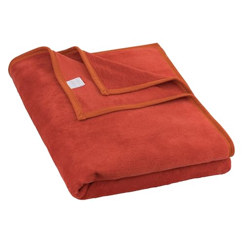 Clinotest Wohndecke 180x220 cm in Orange - Kuscheldecke aus Baumwollmischung, weiche & warme Tagesdecke, atmungsaktiv & pflegeleicht, als Sofadecke oder Überwurf von Clinotest