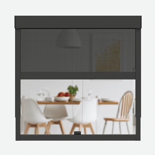 CLIP'N'SHADE Grau - Aussenrollo gegen Hitze, Jalousie, Sichtschutz und Abdunkelung für Fenster, Hitzeschutz Rollo ohne Bohren (Breite: 120 cm, Höhe: 91-142 cm, Transparent) von Clip'n'Shade