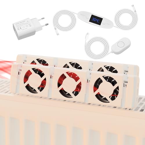 Heizkörperventilator Double Set mit 2x Ventilator – Effizienter Lüfter für Heizkörper | Heizungsventilator zur Heizkostenersparnis | Leiser Heizkörperlüfter für gleichmäßige Wärmeverteilung von Clip'n'Shade