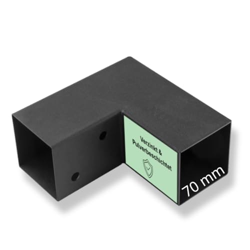Pfostenbeschlag Pfostenbeschlag Pfostenverbinder Eckverbinder Pfostenecke 70x70 mm (L-Form - 2-Wege) von Clip'n'Shade