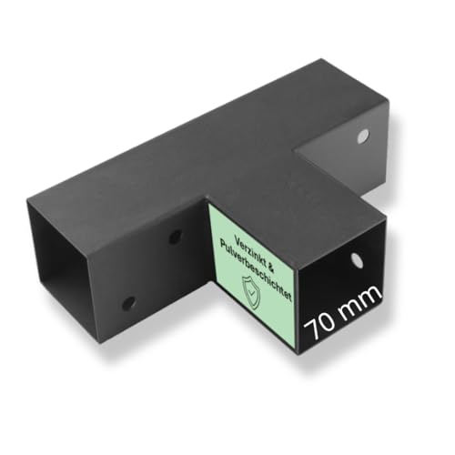Pfostenbeschlag Pfostenbeschlag Pfostenverbinder Eckverbinder Pfostenecke 70x70 mm (T-Form - 3-Wege) von Clip'n'Shade