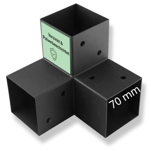 Pfostenbeschlag Pfostenbeschlag Pfostenverbinder Eckverbinder Pfostenecke 70x70 mm (Y-Form - 3-Wege) von Clip'n'Shade