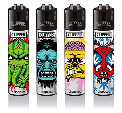 Clipper Original Feuerzeug Serie"Weed Monster" 4 Stück Neu von Clipper / NewtonCat & CouchTomato