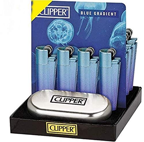 Sale! Clipper Micro Metall Blau"Blue Gradient" Feuerzeug Edel in Geschenkbox von Clipper / NewtonCat & CouchTomato
