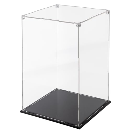 Cliselda Klar Acryl Vitrine mit Schwarzer Basis, Unmontiert Große Schaukasten Acryl Box für Action Figuren, Sammelfiguren, Spielzeug (25 x 25 x 40 cm) von Cliselda