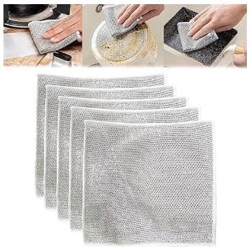 Clisole Multifunctional Non-Scratch Wire Dishcloth,Multipurpose Wire Dishwashing Rags for Wet and Dry, Non-Scratch Scrubbing Wire Dishwashing Rags, Easily Remove Stubborn Stains from Plates (2pcs) von Clisole