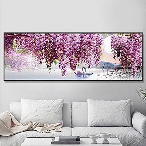 DIY 5D Diamond Painting kits Round Vollbohrer Schwanensee Diamant Painting Bilder set Kristall Strass Stickerei Kreuzstich Mosaik Gemälde Kunsthandwerk Canvas Wall Arts Decor(40x120cm,16x48in) von Clldy