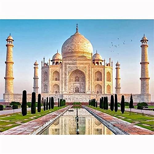 Diamond Painting Große Voll round Bilder Taj Mahal 5D DIY Diamant Malerei Malen Nach Zahlen Erwachsene Kristall Strass Stickerei Kreuzstich Mosaik Kunsthandwerk Canvas Wall Arts Decor(40x50cm,16x20in) von Clldy