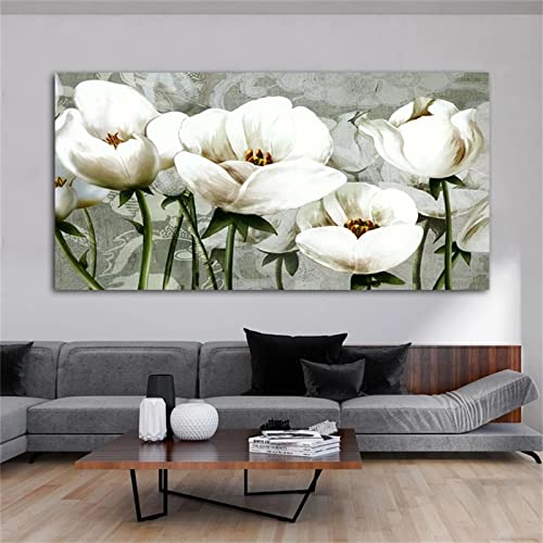 Clldy Diamond Painting Kits für Erwachsene/Kind,weiße Blume 5D diamant painting bilder Große Voll Strass Stickerei Mosaik Kunst daiments painting Handwerk für Home deko wohnzimmer Gift,40x100cm von Clldy