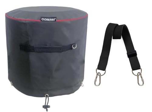 CLOAKMAN Tragbare Ranger-Abdeckung für Solo Stove Ranger 1.0 & 2.0, strapazierfähig, wetterbeständige Feuerschalenabdeckung und Zubehör, Trageabdeckungsfunktion mit Schultergurt, 600D (schwarz) von Cloakman