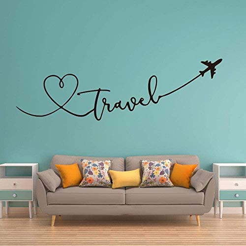 Reisen sagen Flugzeug Herz Wandaufkleber Kindergarten Schlafzimmer Travel World Flugzeug Himmel Wandtattoo Wohnzimmer Büro Vinyl 131x40 cm von ClockGH