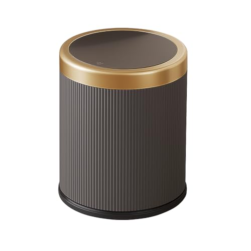 12L Kleiner Mülleimer mit Klickdeckel - Inklusive gratis 50 Müllbeutel - Stilvoller Abfalleimer für Wohnzimmer, Küche, Bad & Offic (Schwarz und Gold) von ClockUniverse
