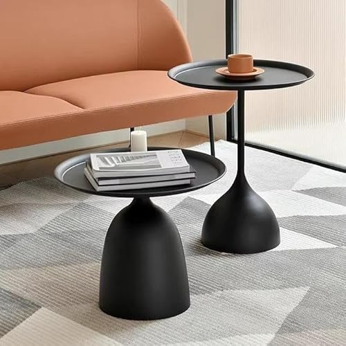 ClockUniverse Moderne Beistelltische aus schwarzem Metall, 2er-Set, runde Akzenttische für Wohnzimmer, Schlafzimmer, Esszimmer von ClockUniverse